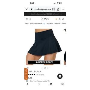 Constantly Varied Gear Skort Sz L Black Skater Tennis Pickleball